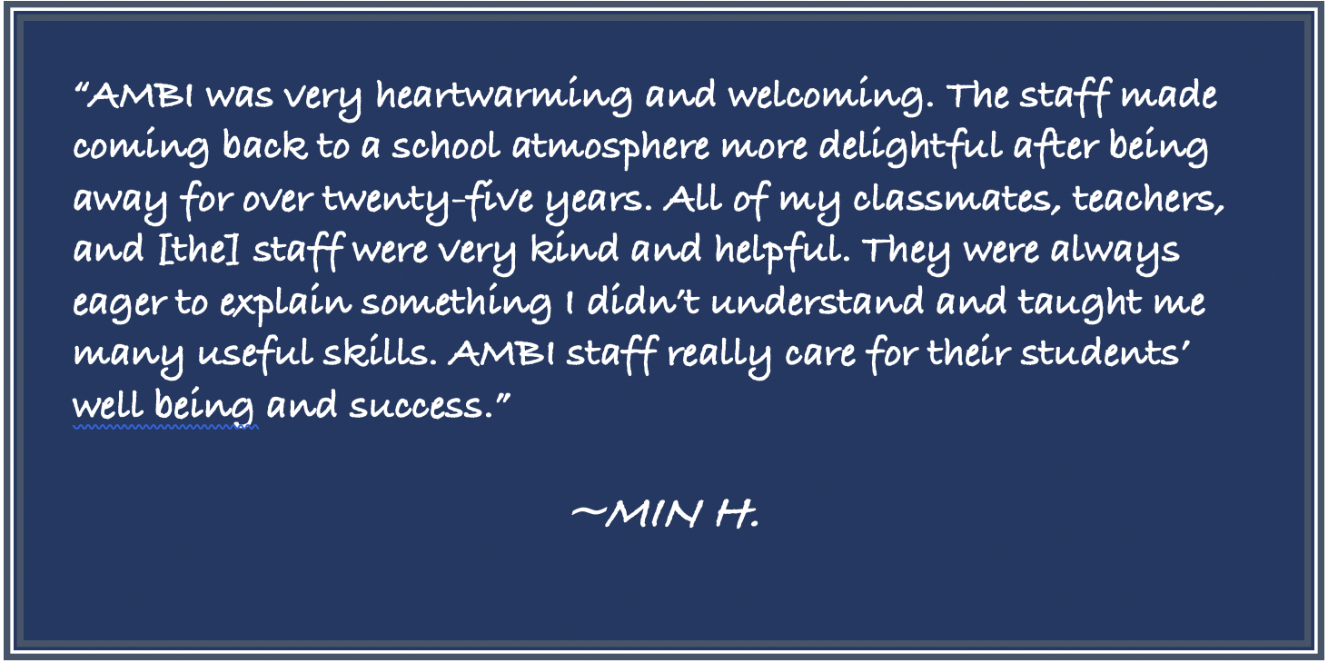 Testimonial from Min H.